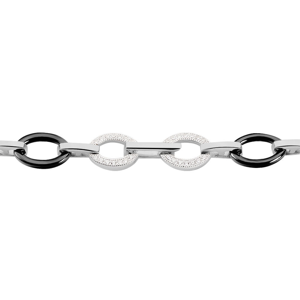 Bracelet Nowell Argent Blanc Oxyde De Zirconium Et C&eacute;ramique - Bracelets cha&icirc;nes Femme | Marc Orian