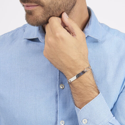 Bracelet Identité Anilo Maille Alternee 1/1 Argent Blanc - Gourmettes Homme | Marc Orian