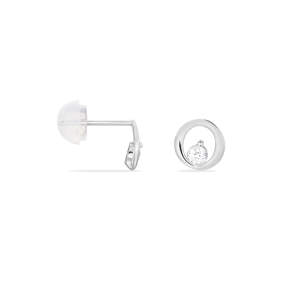 Boucles D'oreilles Puces Dolly Or Blanc Oxyde De Zirconium - Puces Femme | Marc Orian