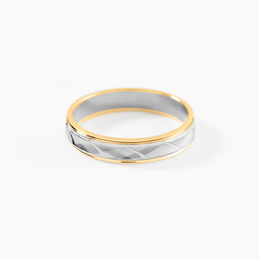 Alliance Mat Striee Ruban Plat Or Bicolore - Alliances duo Unisex | Marc Orian