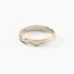 Alliance Mat Striee Ruban Plat Or Bicolore - Alliances duo Unisex | Marc Orian
