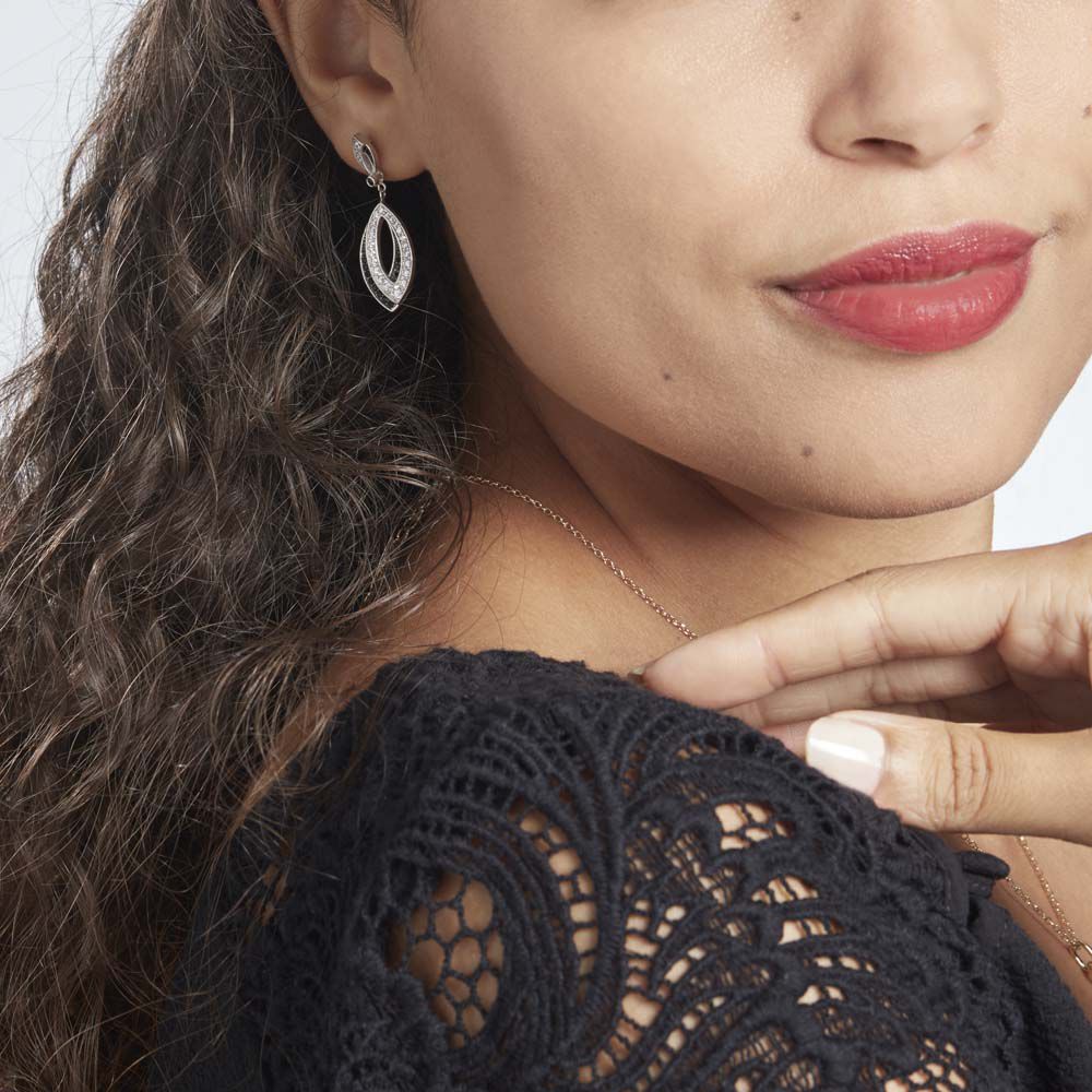 Boucles D'oreilles Pendantes Liv Argent Blanc Oxyde De Zirconium - Pendantes Femme | Marc Orian