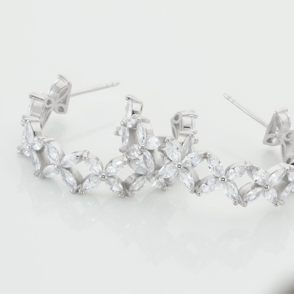 Créoles Julio Argent Blanc Oxyde De Zirconium - Créoles Femme | Marc Orian