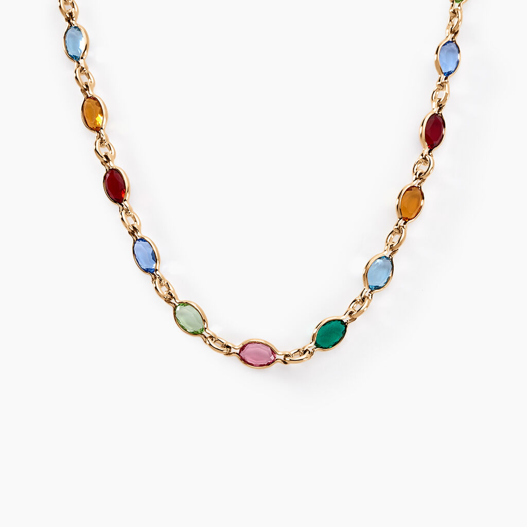 Collier Ilvaae Plaqu&eacute; Or Jaune Pierre De Synthese - Colliers avec pierres Femme | Marc Orian