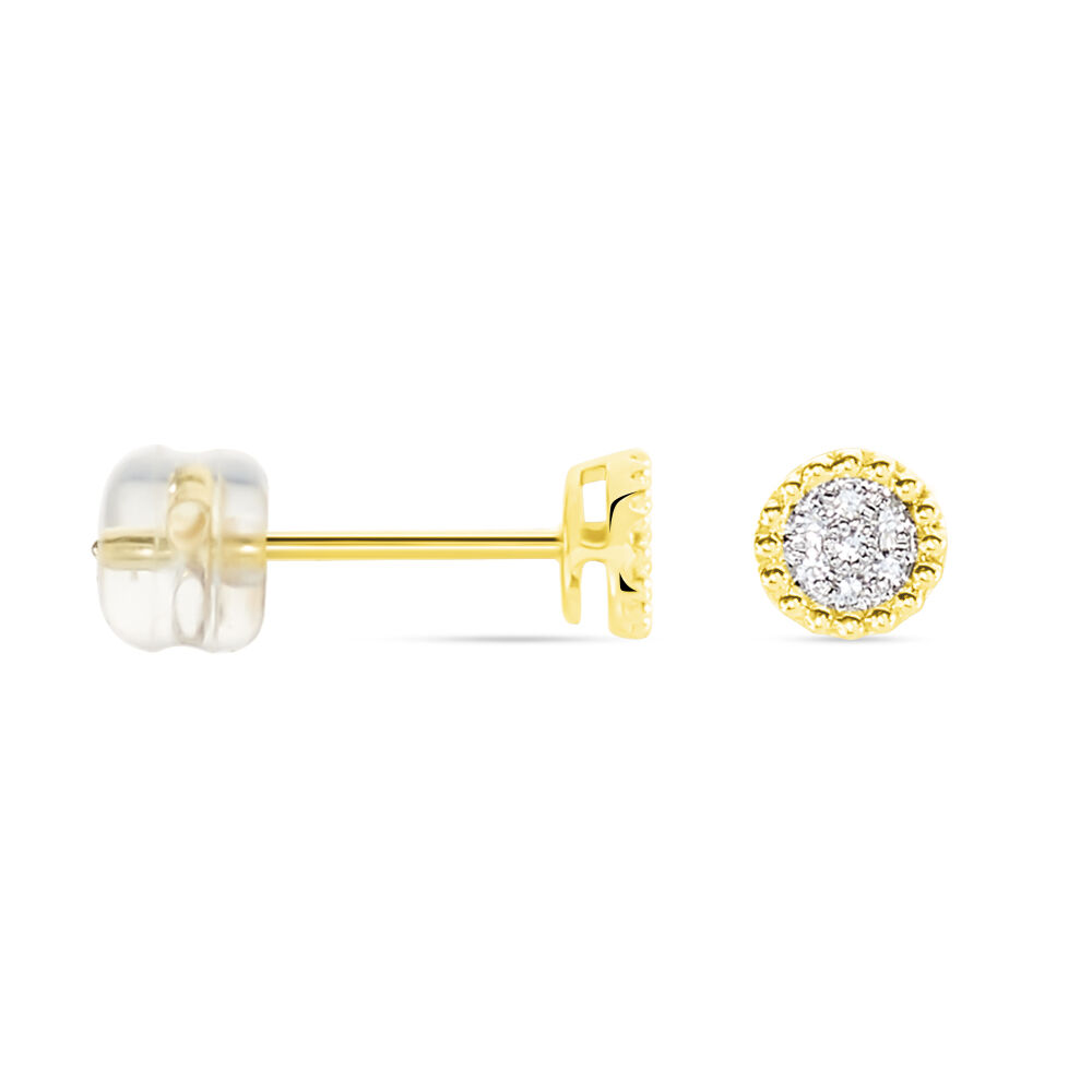 Boucles D'oreilles Puces Vaina Or Jaune Diamant - Puces Femme | Marc Orian