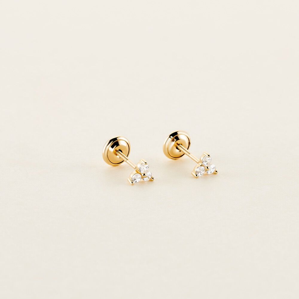 Boucles D'oreilles Puces Isaora Or Jaune Oxyde De Zirconium - Puces Famille | Marc Orian