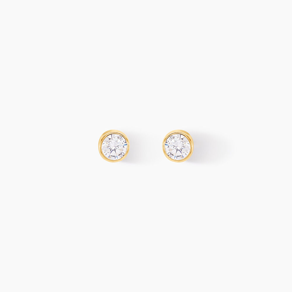 Boucles D'oreilles Puces Elda Serti Clos Or Jaune Oxyde De Zirconium - Puces Femme | Marc Orian
