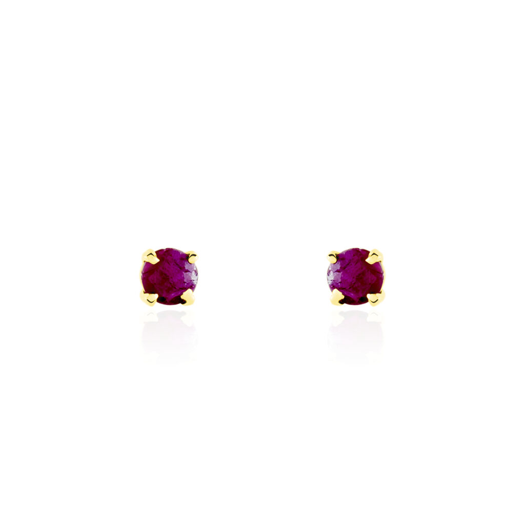 Boucles D'oreilles Puces Elea Serti Griffe Or Jaune Rubis - Puces Femme | Marc Orian