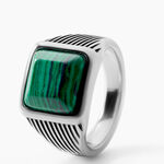 Bague Stones 1 Acier Blanc Malachite - Bijoux fantaisie Homme | Marc Orian