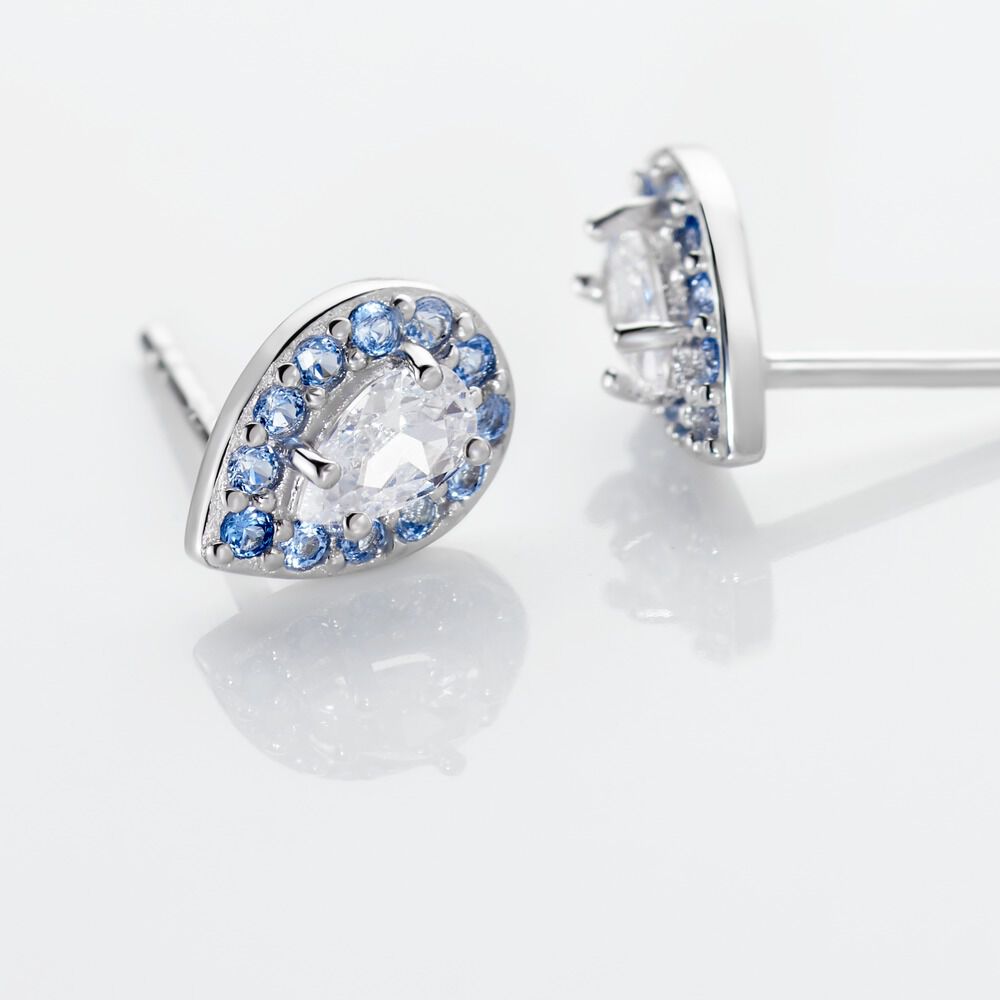 Boucles D'oreilles Puces Argent Blanc Tania Oxydes De Zirconium - Puces Femme | Marc Orian