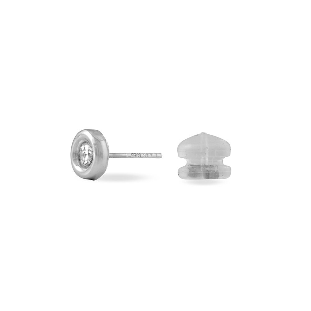 Boucles D'oreilles Puces Eden Serti Pneu Or Blanc Oxyde De Zirconium - Puces Femme | Marc Orian