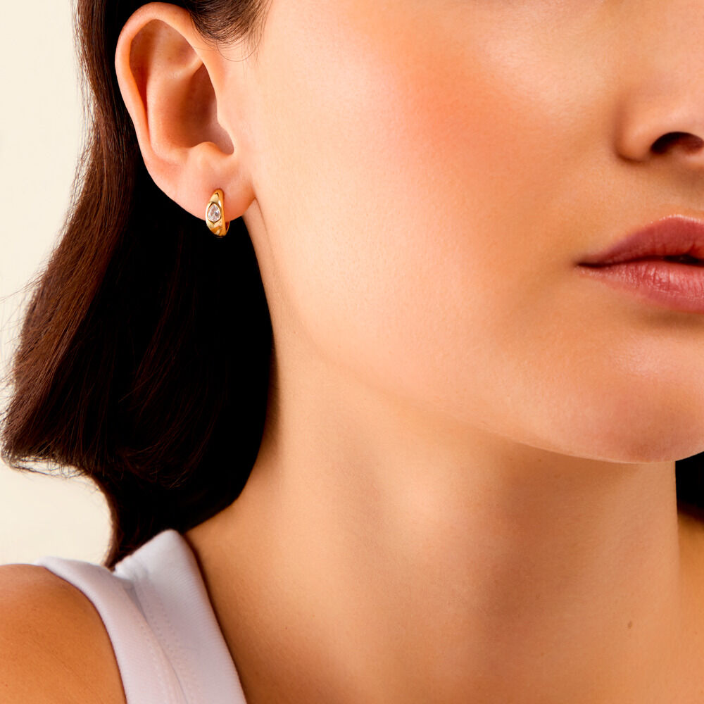 Cr&eacute;oles Ethelle Argent Dor&eacute; A L'Or 750/1000 Oxyde De Zirconium - Cr&eacute;oles Femme | Marc Orian