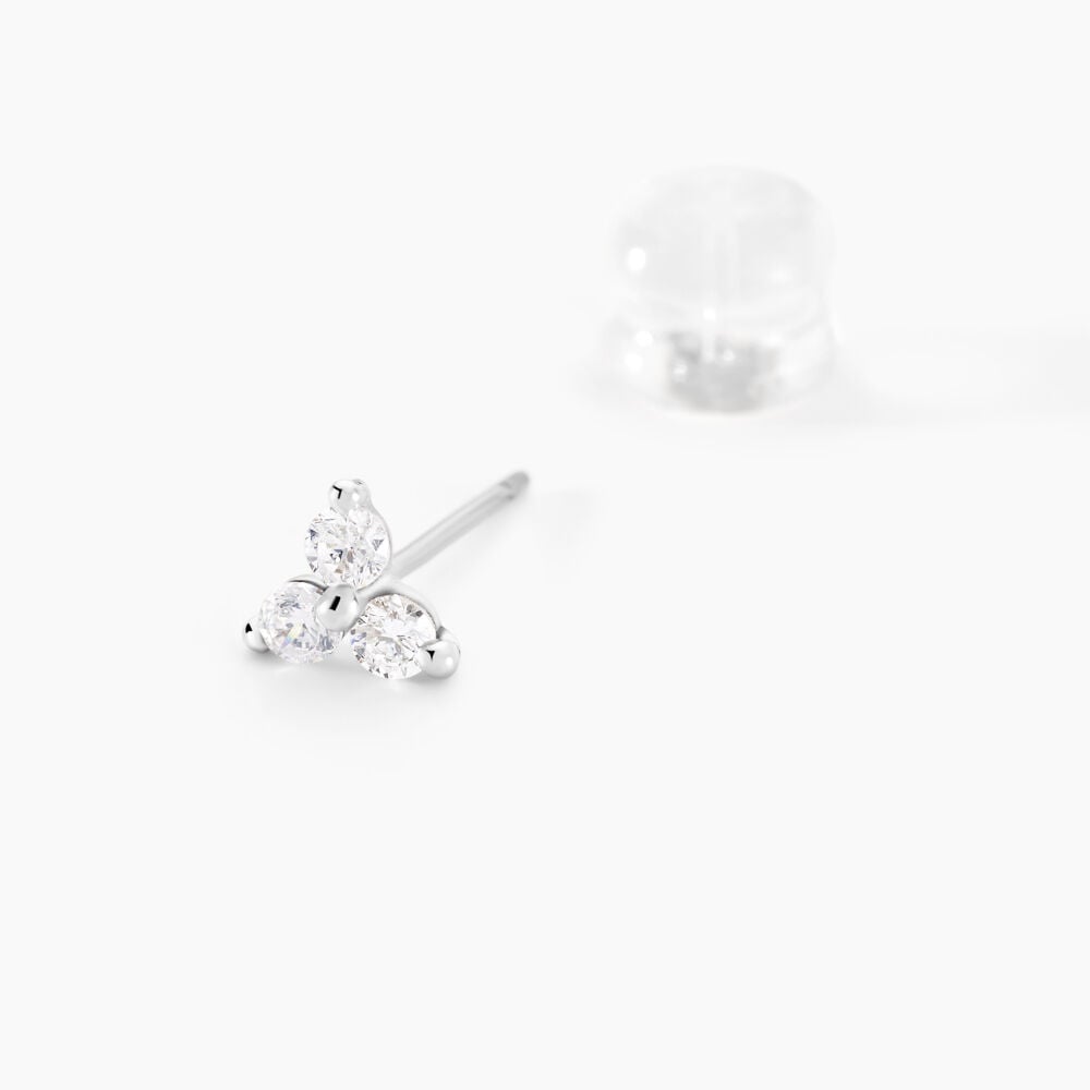 Boucles D'oreilles Puces Cassy Fleur Or Blanc Oxyde De Zirconium - Puces Femme | Marc Orian