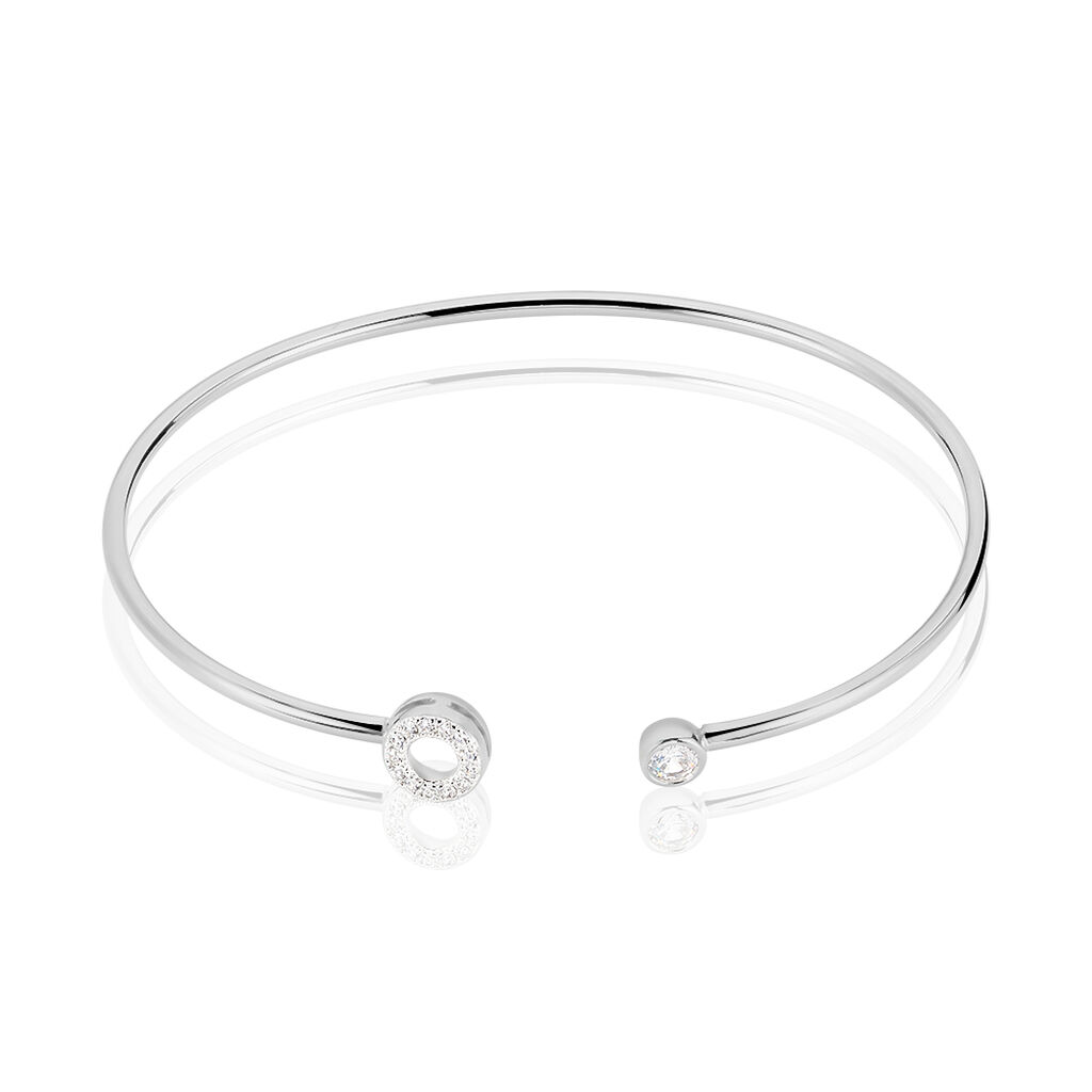 Bracelet Jonc Elorie Argent Blanc Oxyde De Zirconium - Bracelets joncs Femme | Marc Orian