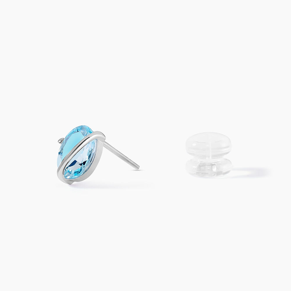 Boucles D'oreilles Puces Prudencia Or Blanc Topaze - Puces Femme | Marc Orian