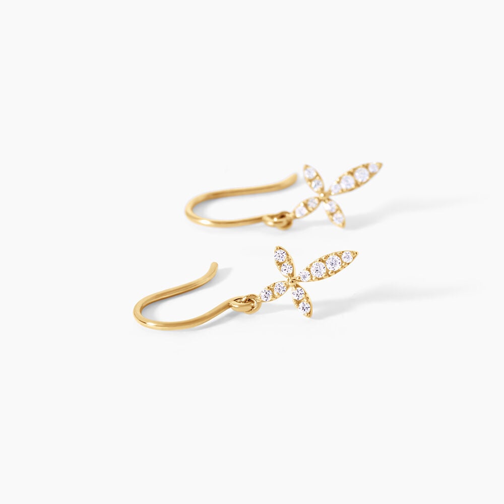 Boucles D'Oreilles Pendantes Chastity Argent Dor&eacute; A L'Or 750/1000 Oxyde De Zirconium - Pendantes Femme | Marc Orian