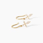 Boucles D'Oreilles Pendantes Chastity Argent Dor&eacute; A L'Or 750/1000 Oxyde De Zirconium - Pendantes Femme | Marc Orian