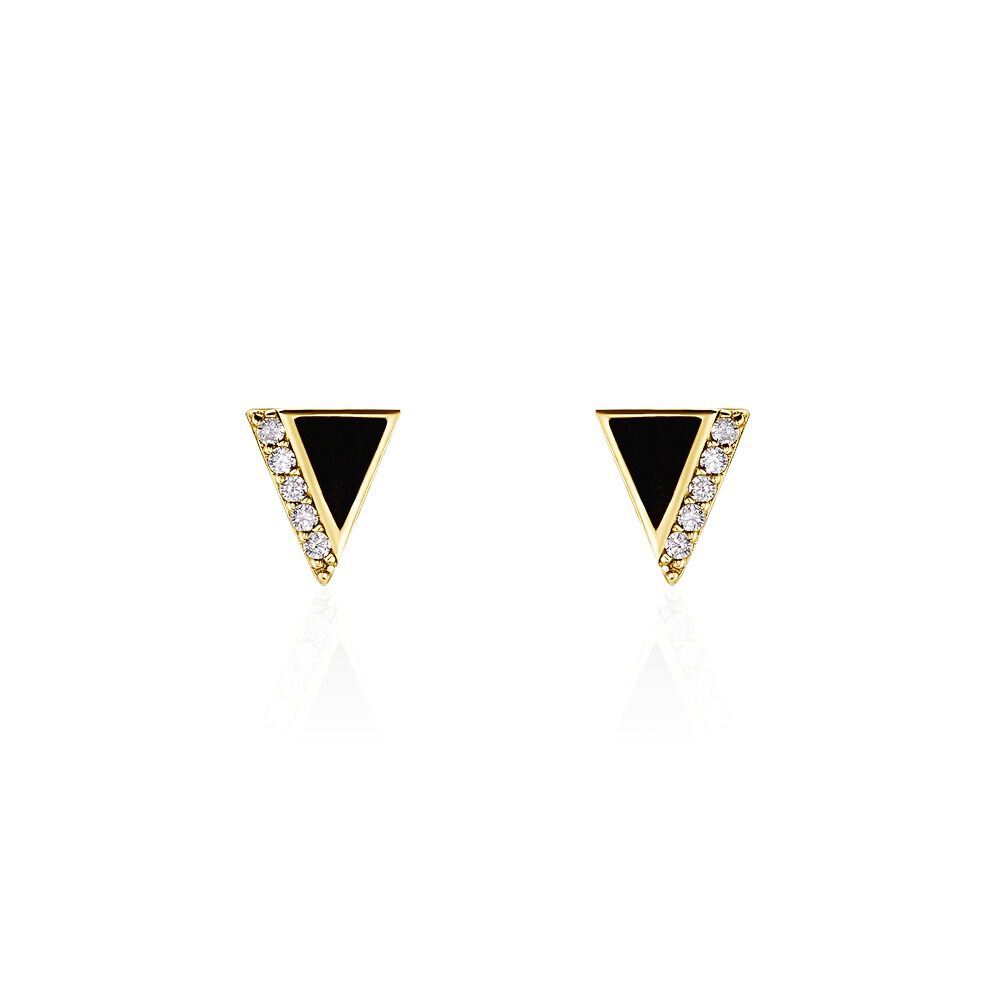 Boucles D'oreilles Puces Seymour Or Jaune Oxyde De Zirconium - Puces Femme | Marc Orian