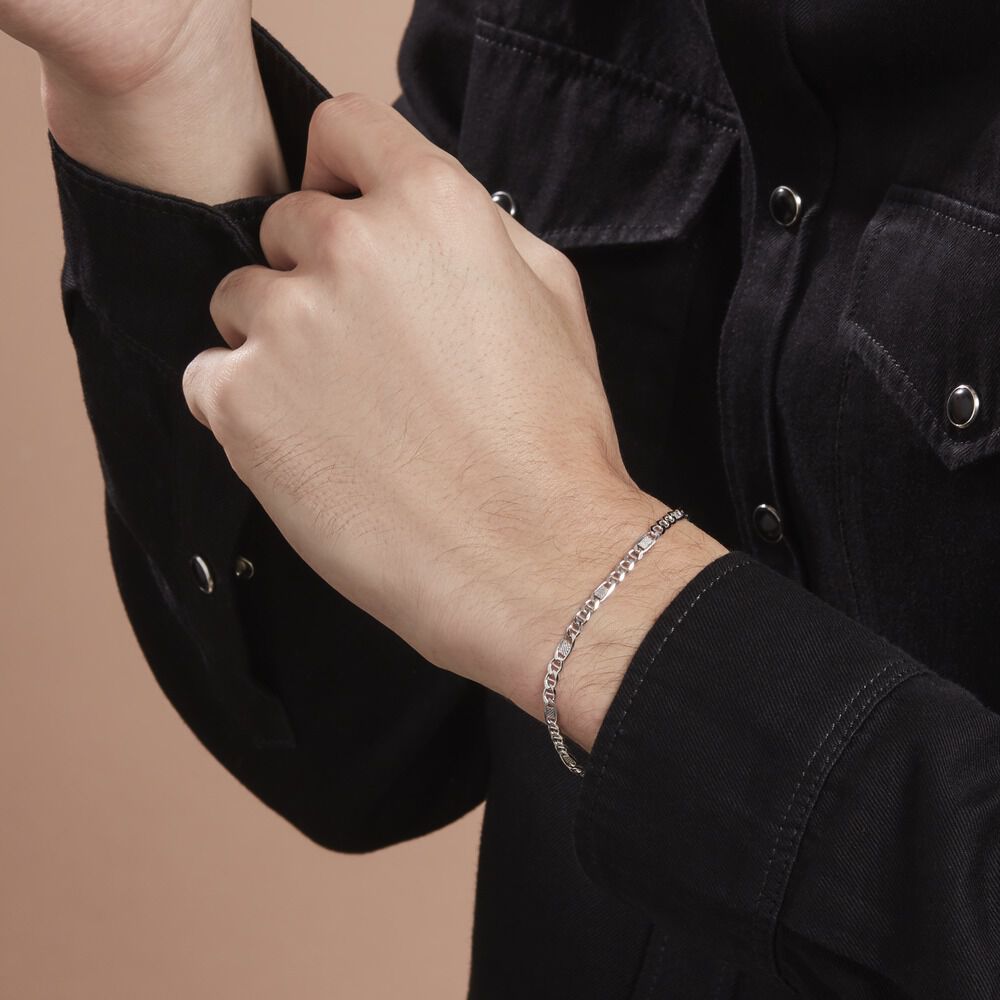 Bracelet Maille Teo Argent Blanc - Bracelets mailles Homme | Marc Orian