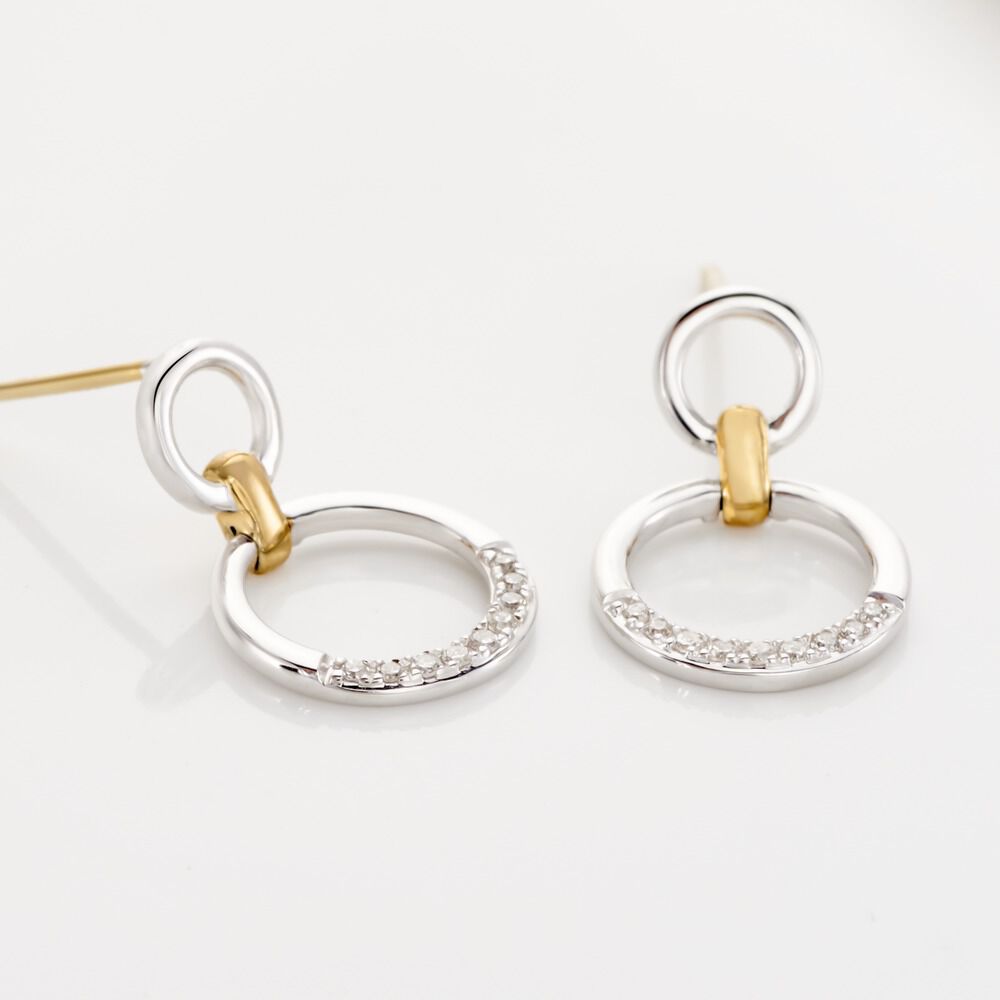 Boucles D'oreilles Pendantes Or Bicolore Nioline Diamants - Pendantes Femme | Marc Orian