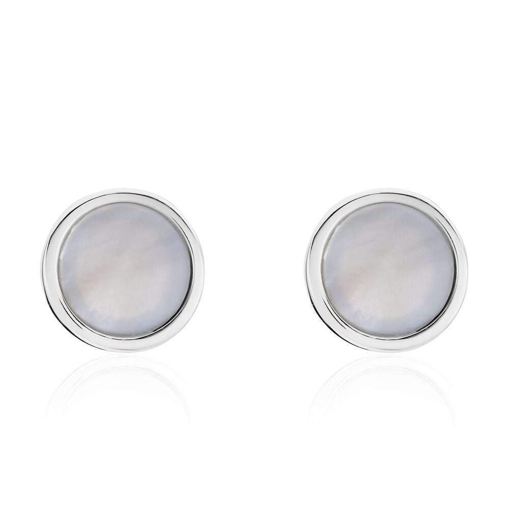 Boucles D'oreilles Puces Zealie Argent Blanc Nacre - Puces Femme | Marc Orian