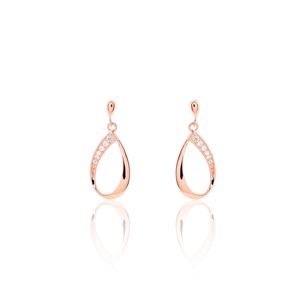 Boucles D'oreilles Pendantes Maritie Argent Rose Oxyde De Zirconium - Pendantes Femme | Marc Orian