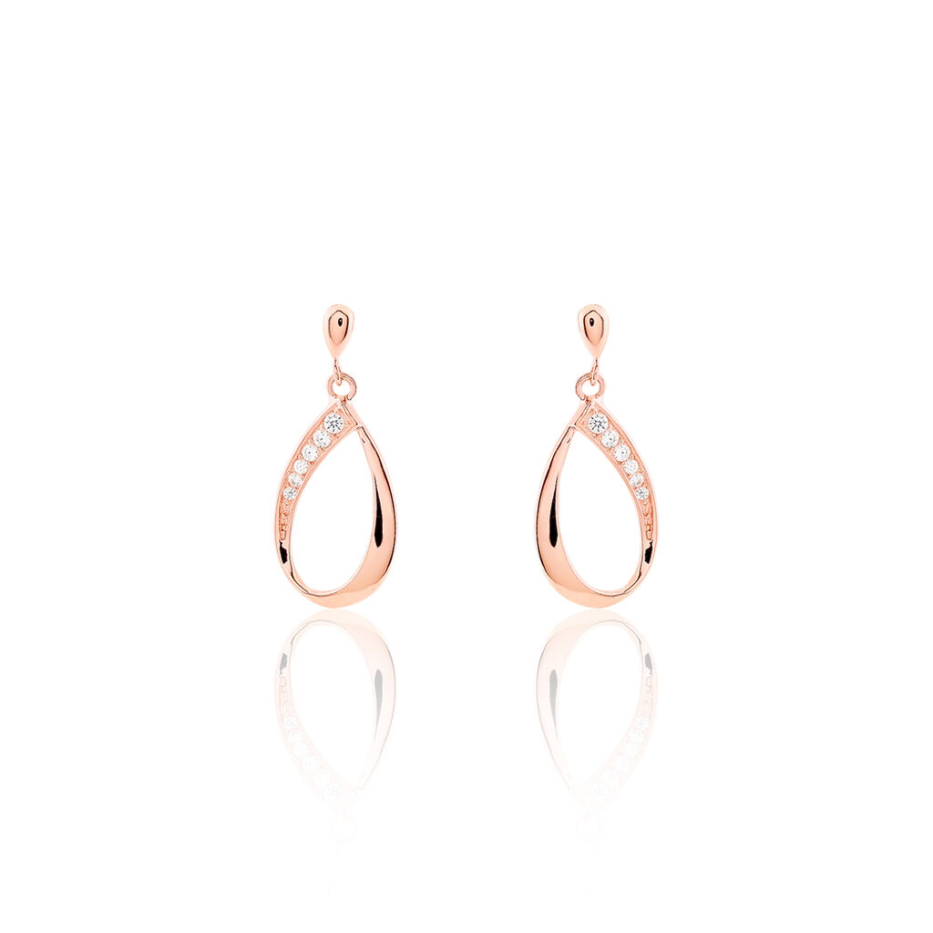 Boucles D'oreilles Pendantes Maritie Argent Rose Oxyde De Zirconium - Pendantes Femme | Marc Orian