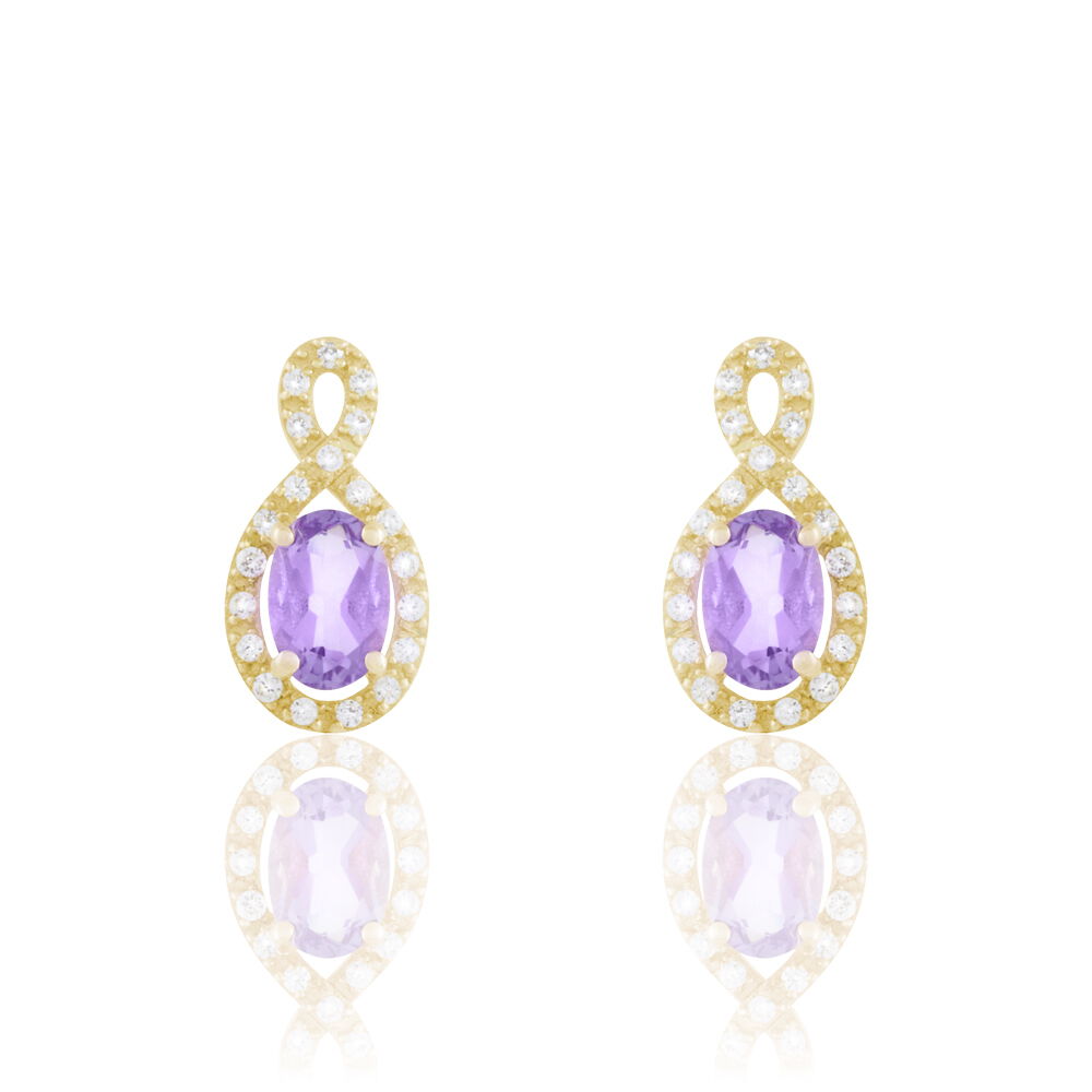 Boucles D'oreilles Pendantes Passion Or Jaune Amethyste Et Oxyde - Pendantes Femme | Marc Orian