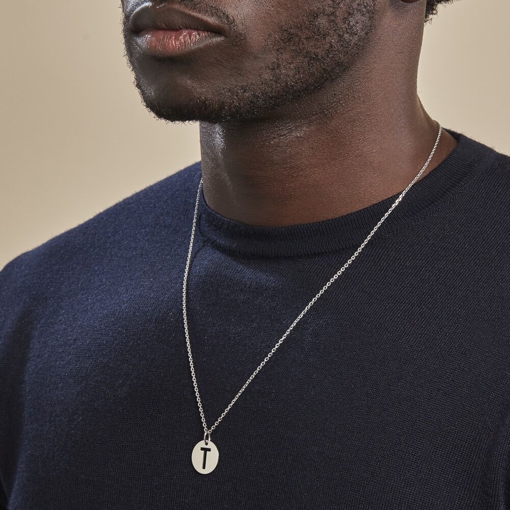 Pendentif Elio T Argent Blanc - Pendentifs Famille | Marc Orian
