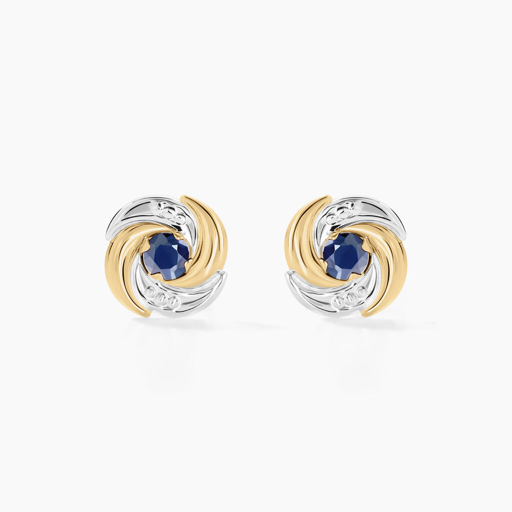 Boucles D'oreilles Puces Potentille Or Jaune Saphir - Boucles d'oreilles mariage Femme | Marc Orian