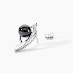 Boucles D'oreilles Pendantes Sharon Argent Blanc C&eacute;ramique Et Oxyde - Pendantes Femme | Marc Orian