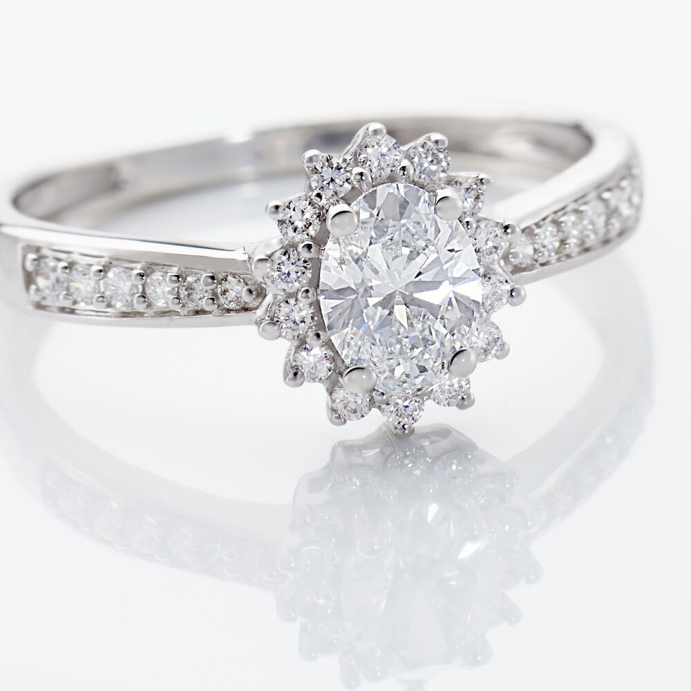 Bague Or Blanc Myles Diamants Synth&eacute;tiques - Parures de mariage Femme | Marc Orian