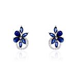 Boucles D'oreilles Puces Bouquet Or Blanc Saphir Et Diamant - Puces Femme | Marc Orian