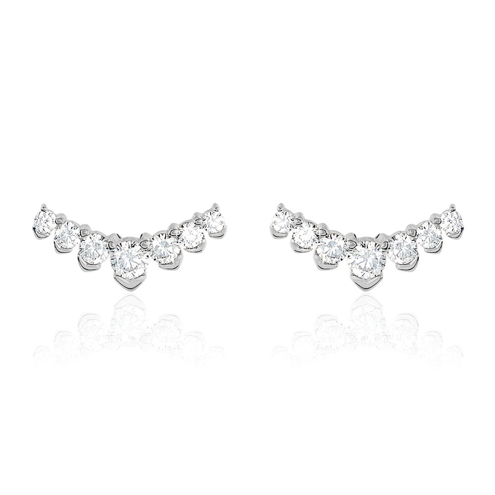 Boucles D'oreilles Puces Zuina Argent Blanc Oxyde De Zirconium - Puces Femme | Marc Orian