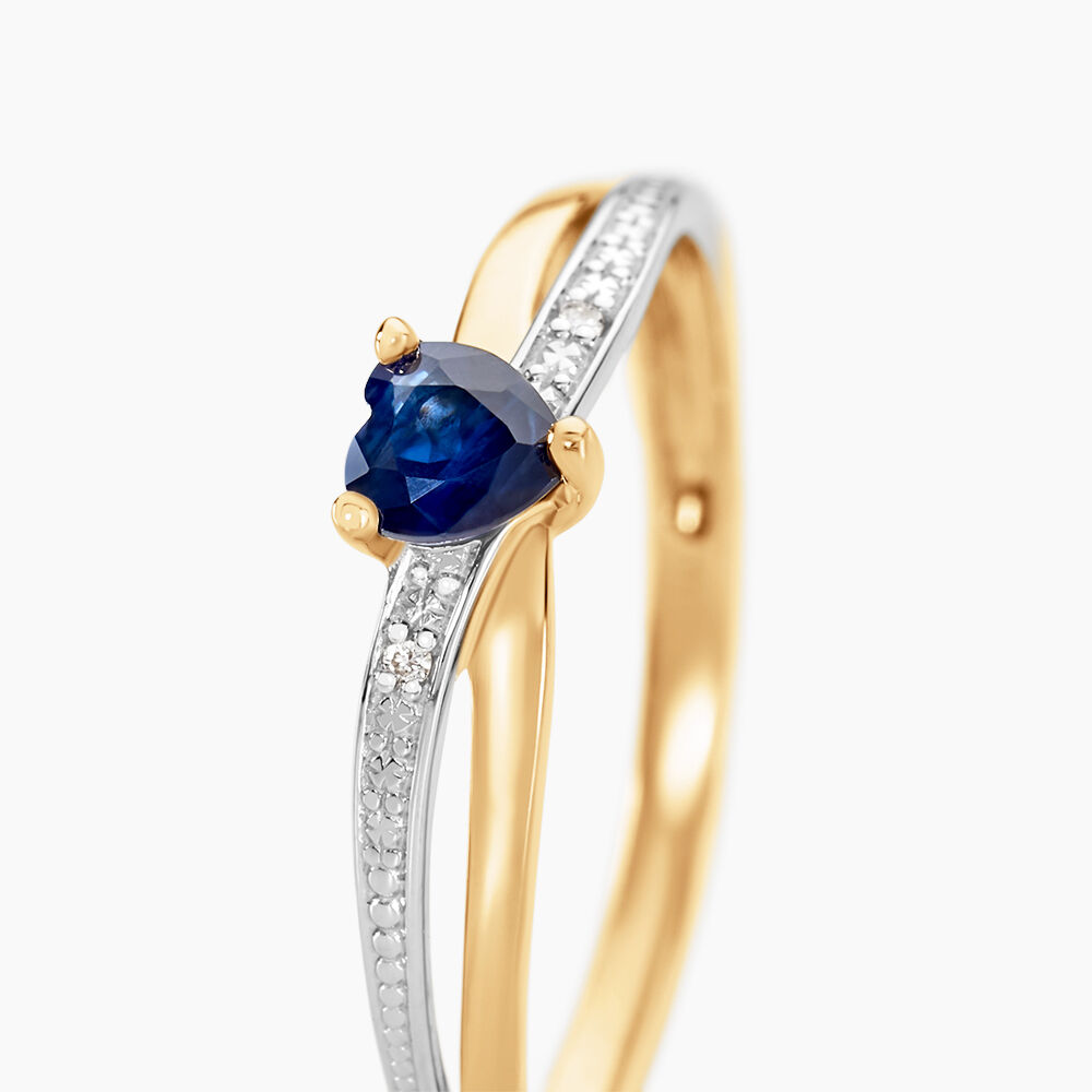 Bague Skylar Or Bicolore Saphir Diamant - Solitaires Femme | Marc Orian