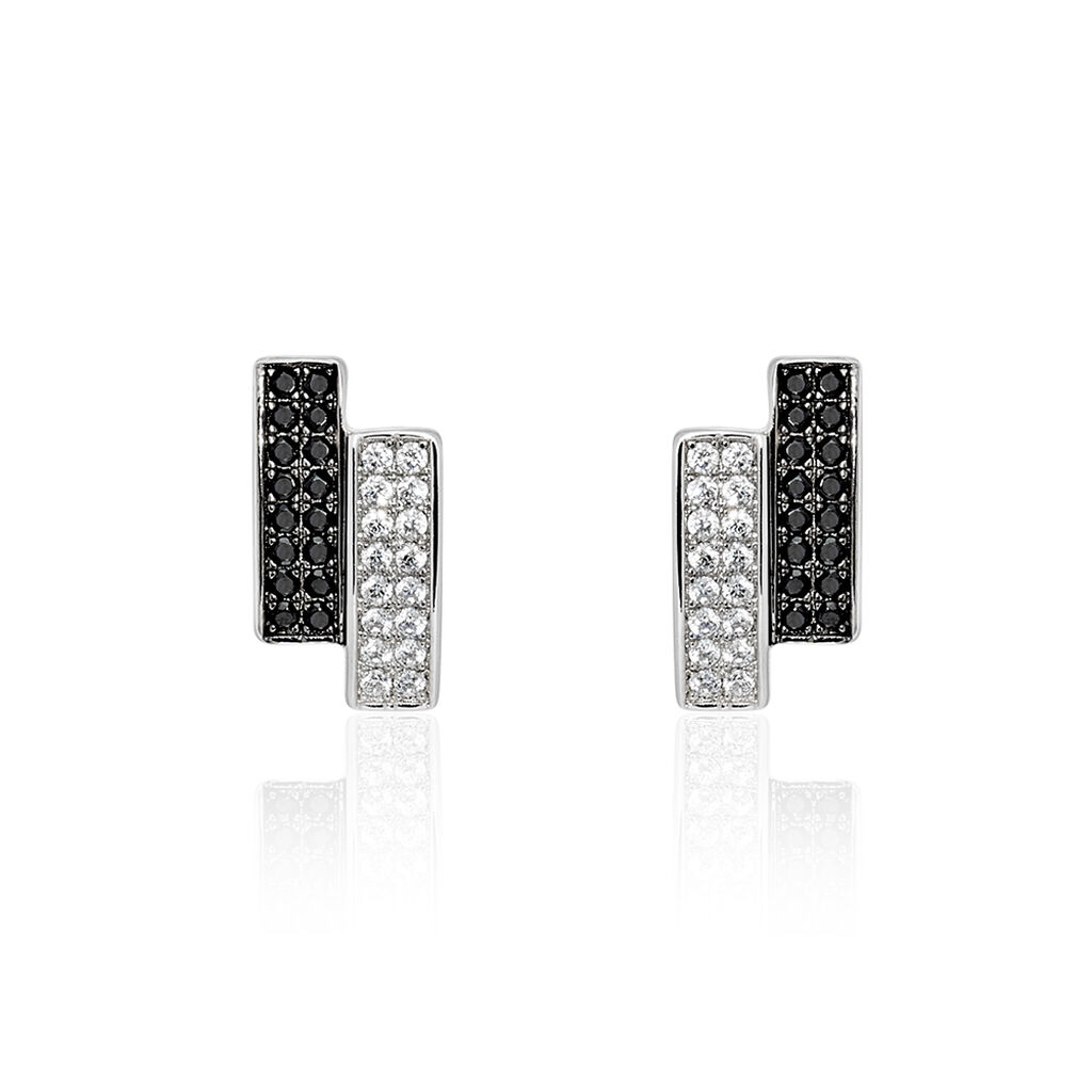 Boucles D'oreilles Puces Ouarida Argent Blanc Oxyde De Zirconium - Puces Femme | Marc Orian