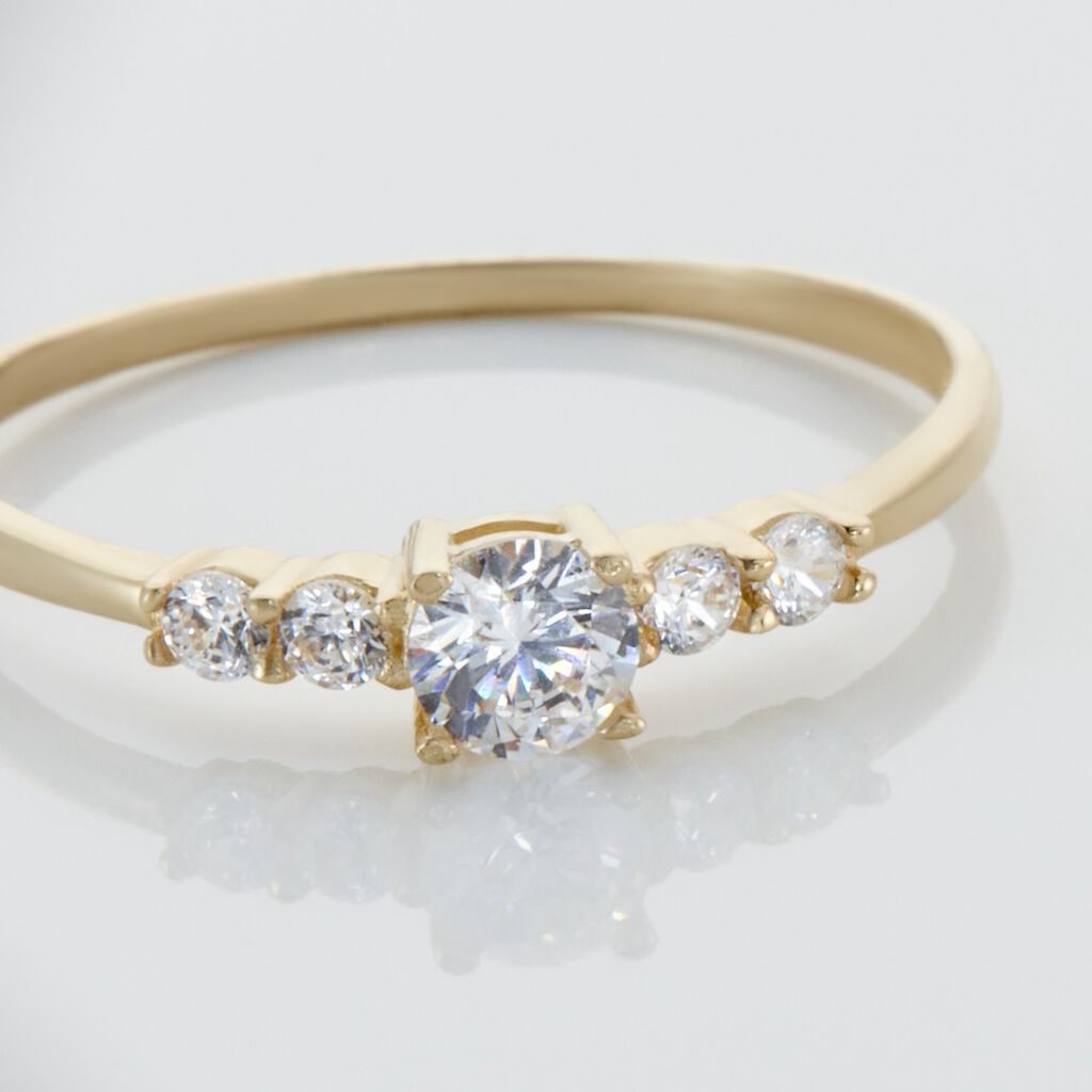 Bague Solitaire Accompagné Or Jaune Antonette Oxyde De Zirconium - Bagues Solitaire Femme | Marc Orian