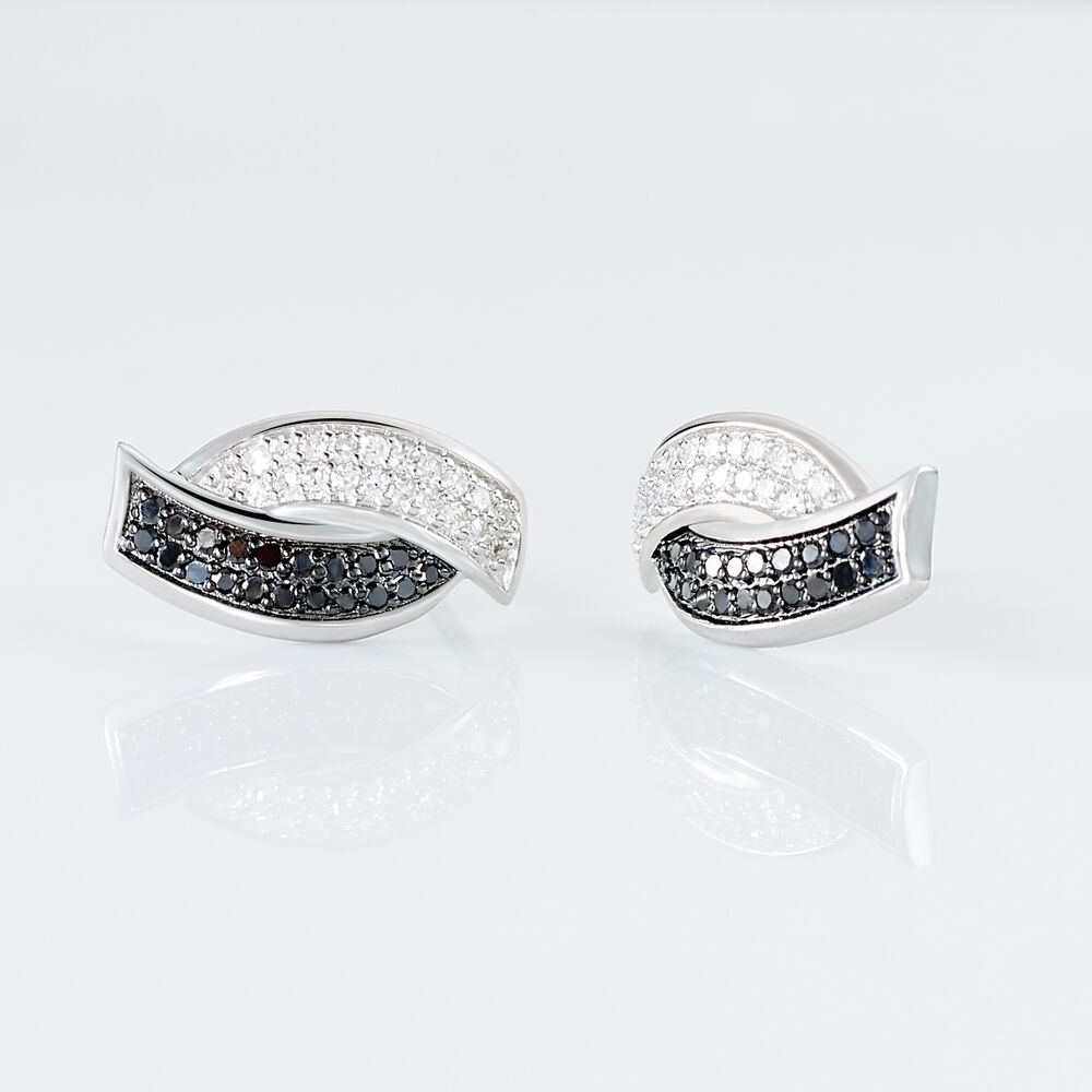 Boucles D'oreilles Puces Oia Or Blanc Diamant -  Femme | Marc Orian
