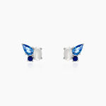 Boucles D'oreilles Puces Doja Argent Blanc Verre Spinelle - Puces Femme | Marc Orian