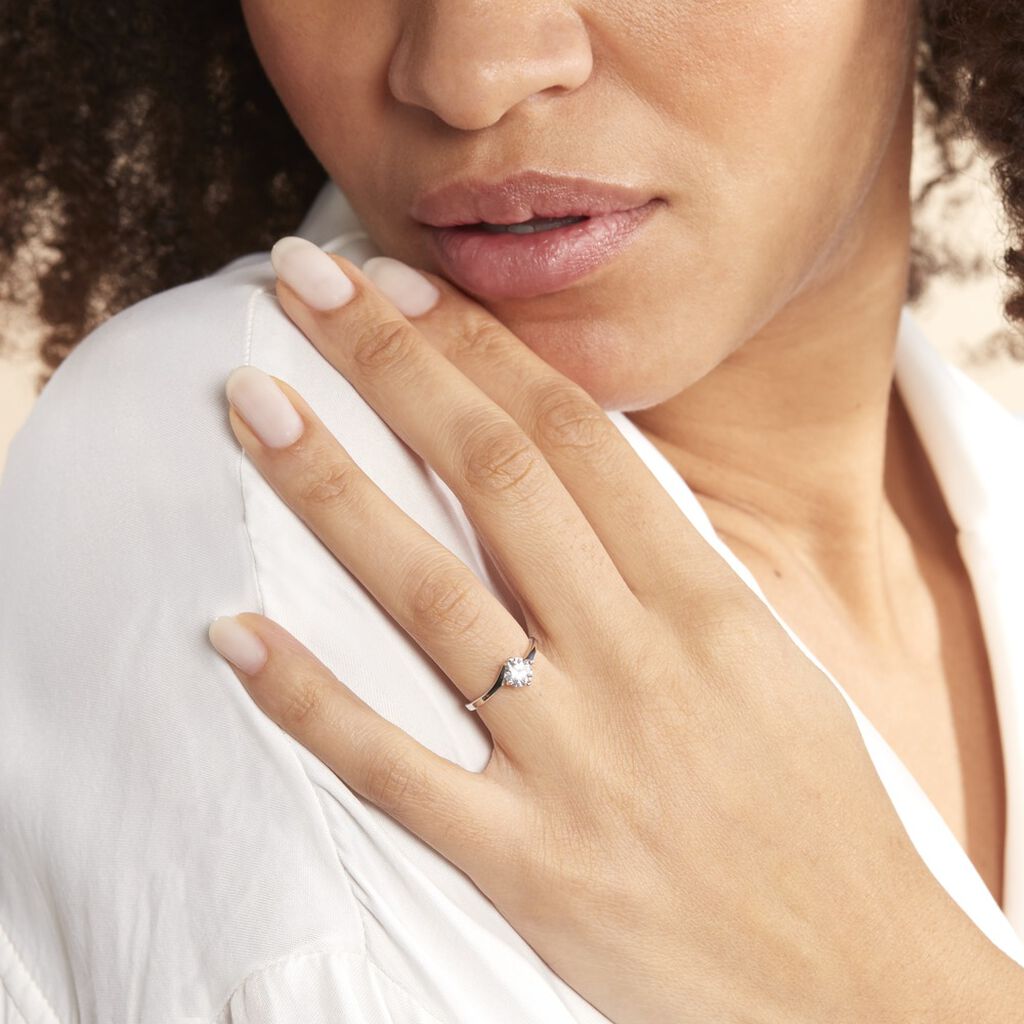 Bague Afsa Argent Blanc Oxyde De Zirconium - Bagues Solitaire Femme | Marc Orian
