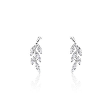 Boucles D'oreilles Puces Alma Argent Blanc Oxyde De Zirconium - Puces Femme | Marc Orian