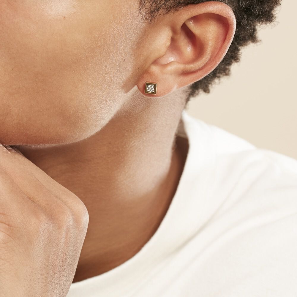 Boucles D'oreilles Puces Phebus Him Acier Doré Carbone - Puces Homme | Marc Orian