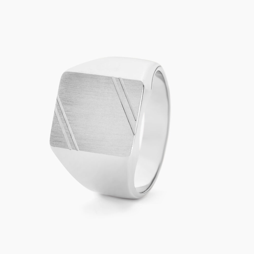 Chevalière Daniel Argent Blanc - Bijoux personnalisés Homme | Marc Orian