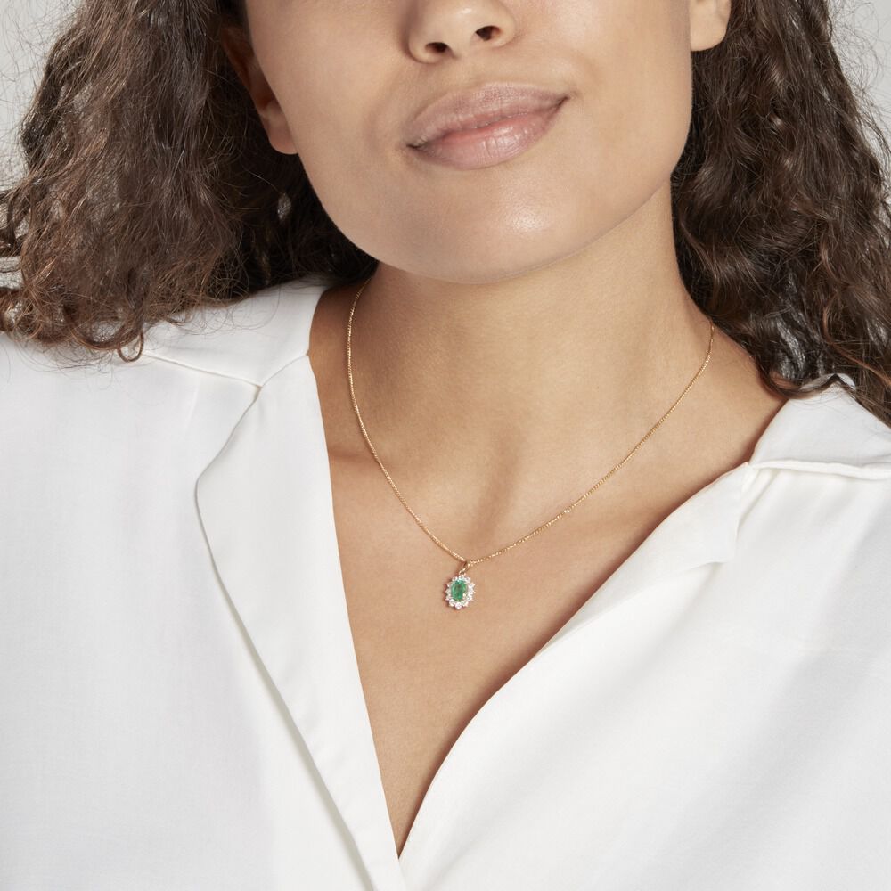 Pendentif Or Jaune Emeraude Diamants - Pendentifs Femme | Marc Orian