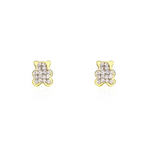 Boucles D'oreilles Puces Emerica Ours 0 Or Jaune Strass - Puces Enfant | Marc Orian