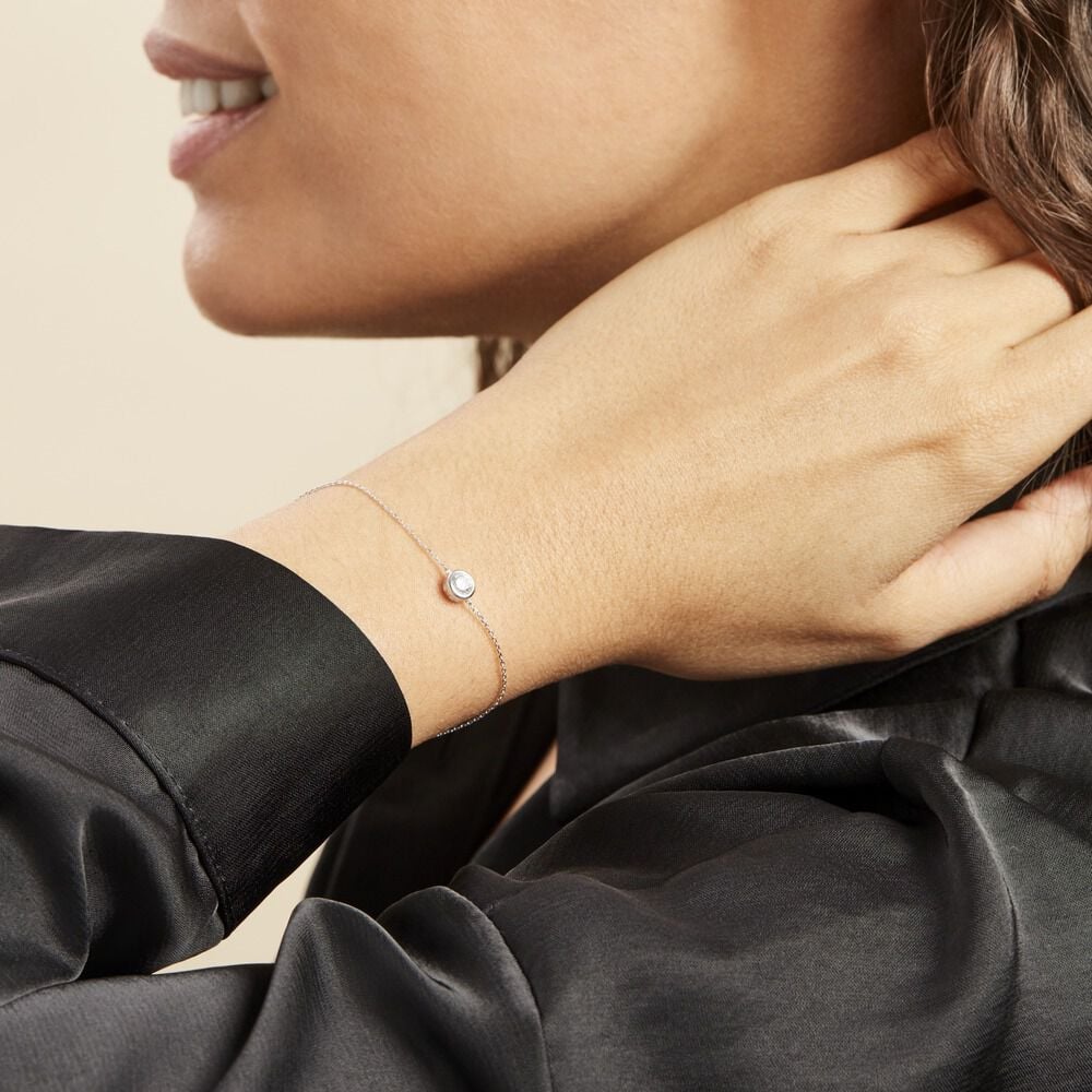 Bracelet Columbine Or Blanc Oxyde De Zirconium Blanc - Bracelets chaînes Femme | Marc Orian