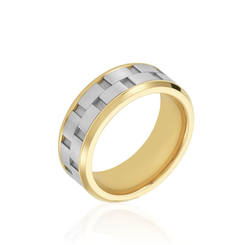 Bague Jourdan Oahu Acier Blanc Et Jaune - Bagues grosses Homme | Marc Orian