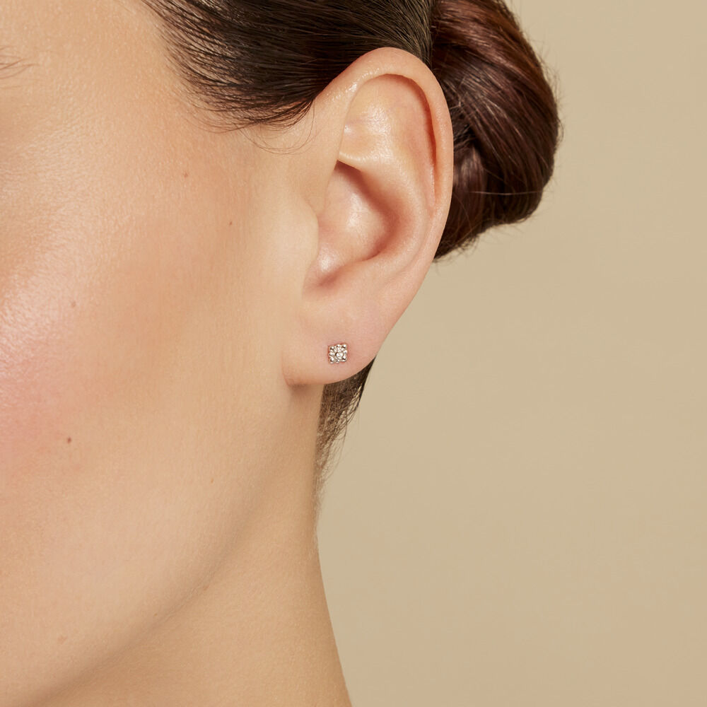 Boucles D'oreilles Puces Neorah Argent Blanc Oxyde De Zirconium - Puces Femme | Marc Orian