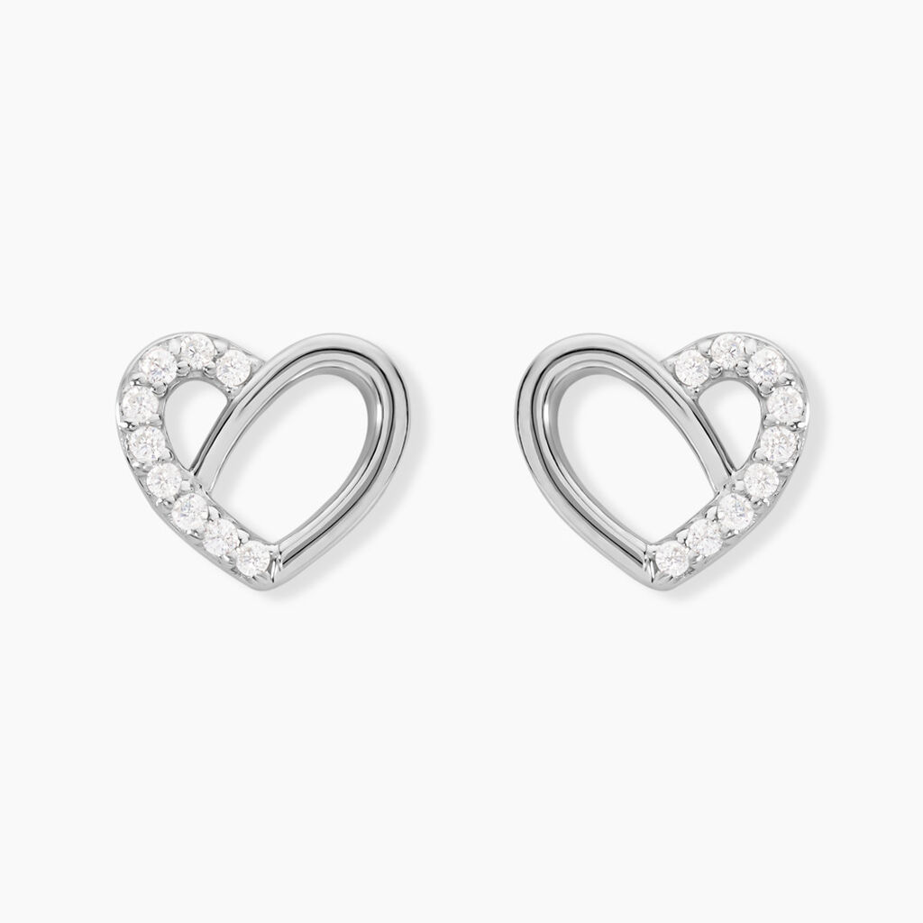 Boucles D'oreilles Puces Dorthea Argent Blanc Oxyde De Zirconium - Puces Femme | Marc Orian
