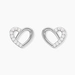 Boucles D'oreilles Puces Dorthea Argent Blanc Oxyde De Zirconium - Puces Femme | Marc Orian